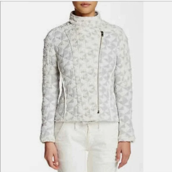 IRO Otavia Quilted Moto Jacket In Beige Multicolor Size French 36/US 4 - Picture 3 of 16